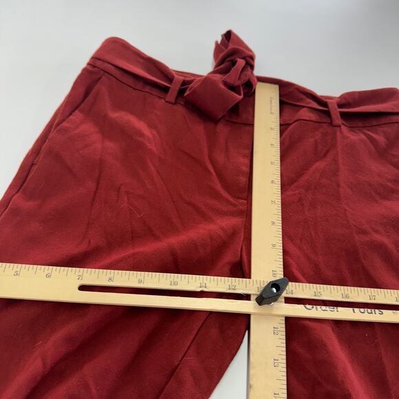 LOFT Pants Womens 4 Red Straight Mid Rise Ankle Trouser Tie Waist - Picture 7 of 8